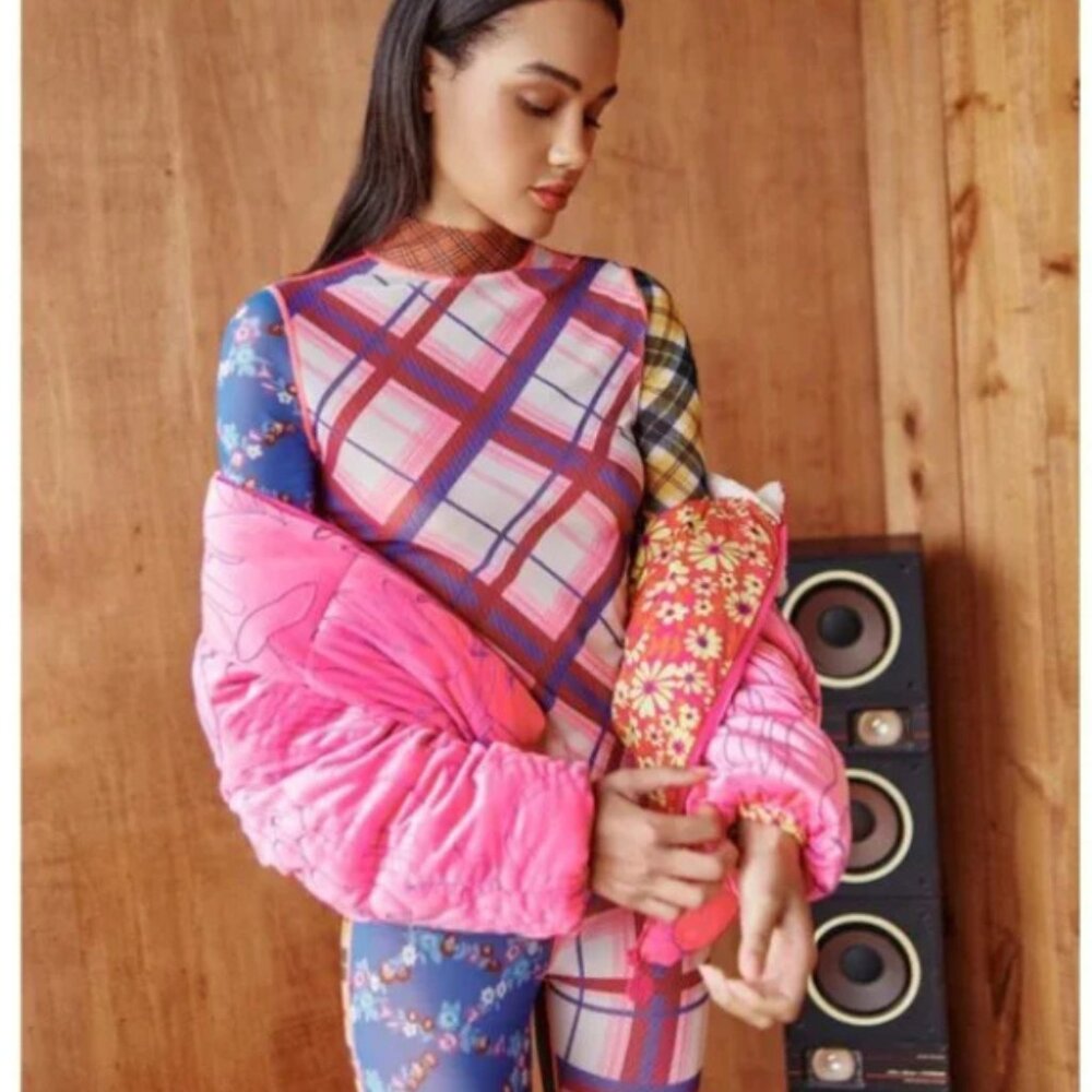 Celiab Sheer Patchwork Mock Neck Top - image 2